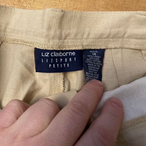 Liz Claiborne Lizsport Linen Blend Pants Women’s Size 14 Petite Beige Pleated - Picture 5 of 12